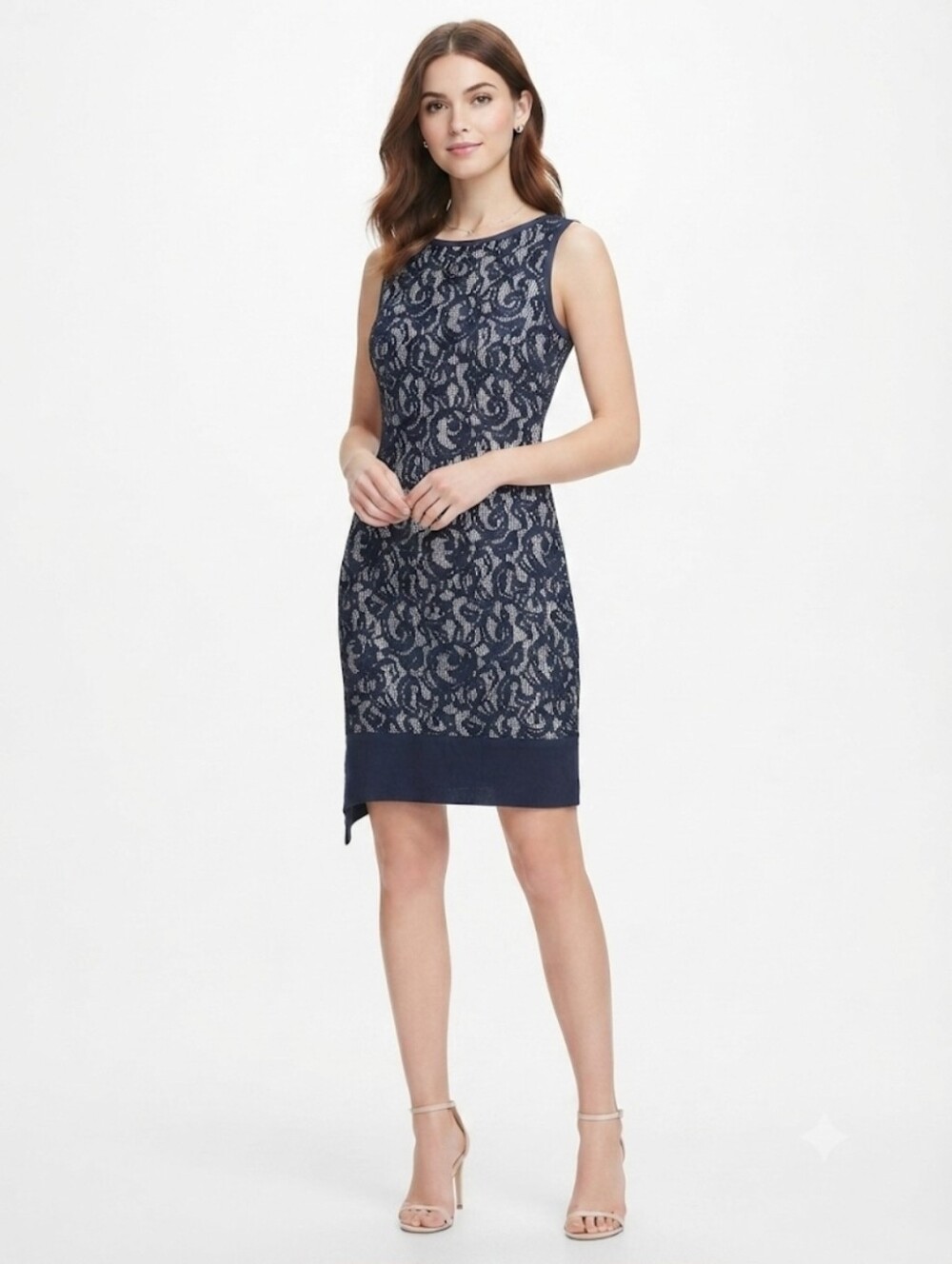 Brooks Brothers Navy Lace Overlay Sleeveless Sheath Dress Size 4